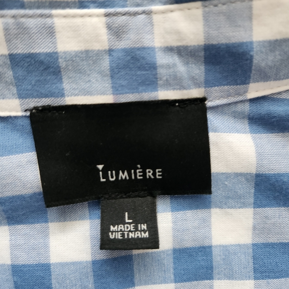 Lumiere Cropped Front Twist Button-Up Cotton Long… - image 5